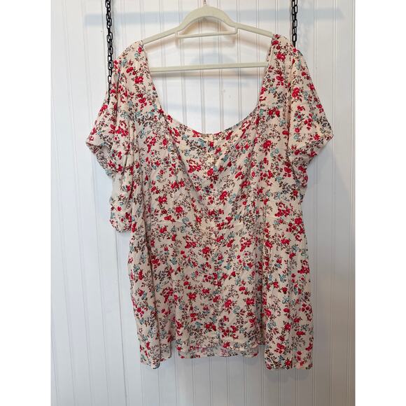 NWT Torrid Peplum Challis Puff Short Sleeve Top Greenhouse Floral Dew Size 6X - Picture 3 of 8